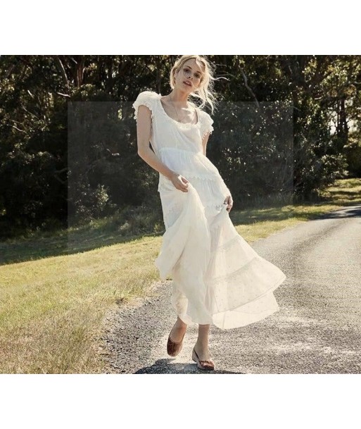 Robe boheme blanche dentelle longue JUSQU'A -70%! 