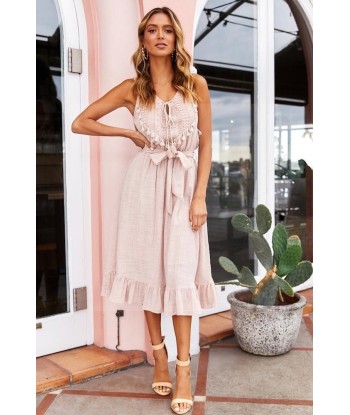 Robe longue style boheme chic rose poudré Véritable concentré