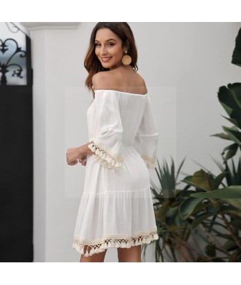 Robe blanche boheme dos nu la livraison gratuite