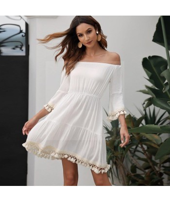 Robe blanche boheme dos nu la livraison gratuite