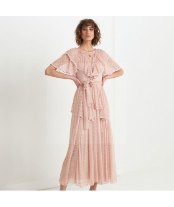 Robe longue esprit boheme chic rose poudré Livraison rapide