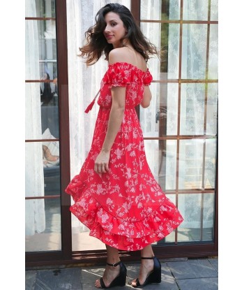 Robe longue fleurie boheme rouge 2023