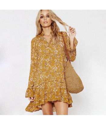 Robe hippie chic jaune la colonne vertébrale