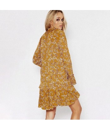 Robe hippie chic jaune la colonne vertébrale