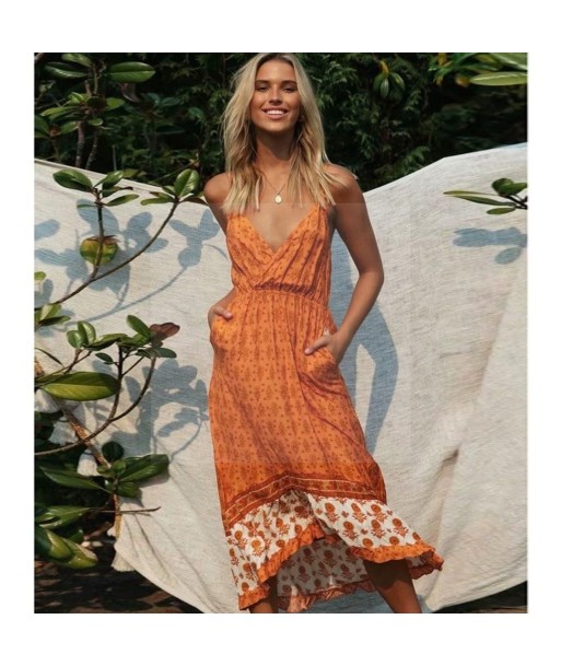 Robe longue boheme orange de l' environnement