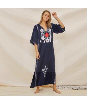 Robe longue boheme bleu marine pas cher