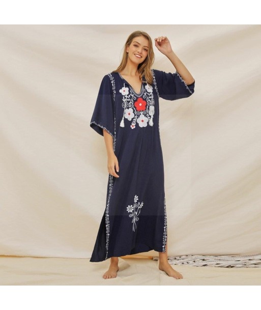 Robe longue boheme bleu marine pas cher