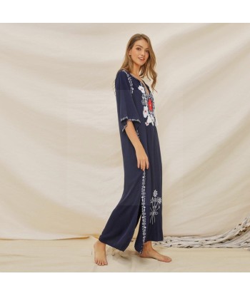 Robe longue boheme bleu marine pas cher