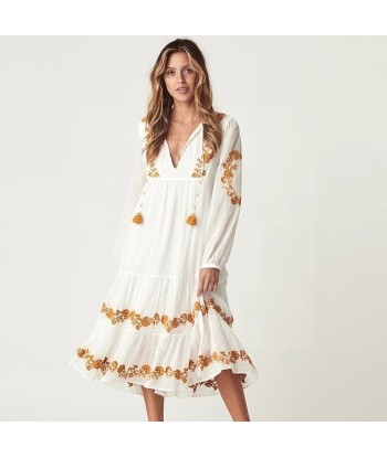 Longue robe blanche boheme de pas cher