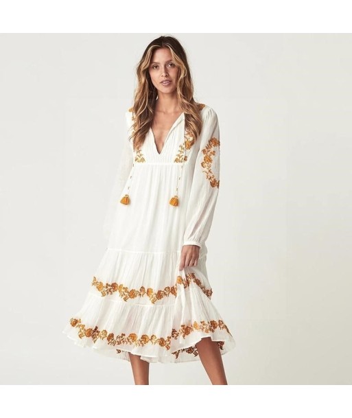 Longue robe blanche boheme de pas cher