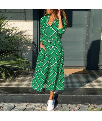 Robe longue verte style boho pas chere