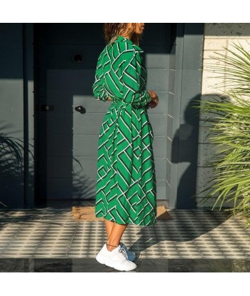 Robe longue verte style boho pas chere