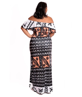 Robe longue imprimée motif gatu destockage