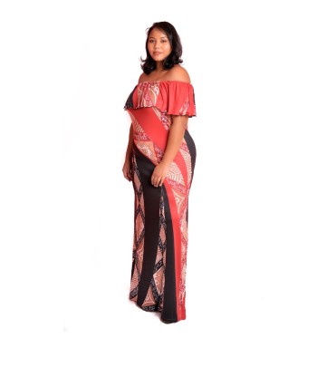 Robe bicolore rouge/noire motif acheter