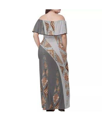 Robe longue bicolore Gris claire/foncé imprimée destockage