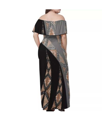 Robe longue gris/noire imprimée motif gatu Livraison rapide