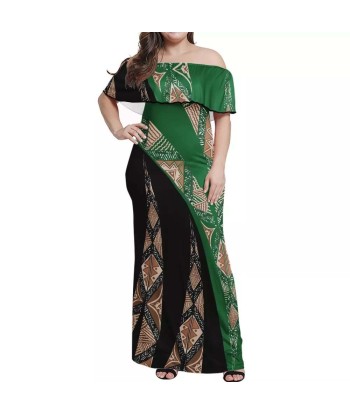 Robe longue bicolore vert/noire imprimée En savoir plus