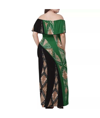 Robe longue bicolore vert/noire imprimée En savoir plus