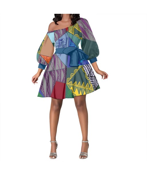 Robe multicolore gatu évasée manche longue pas chere