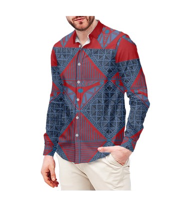 Chemise rouge mata imprimée noir et bleu Amélioration de cerveau avec