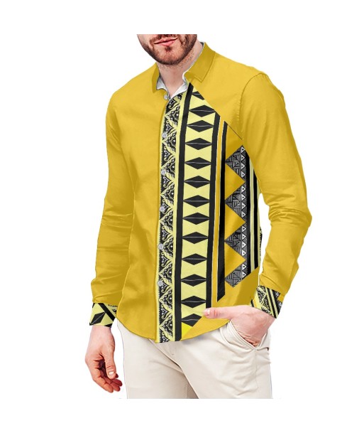 Chemise mata jaune imprimée tapa les ligaments