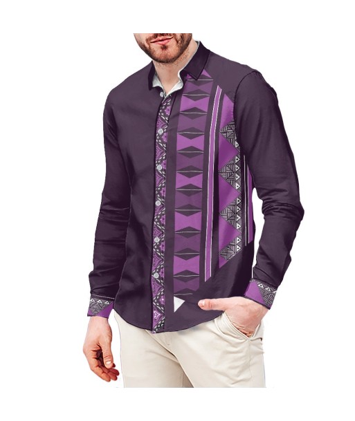 Chemise mata violet imprimée tapa Economisez 