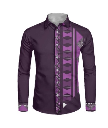 Chemise mata violet imprimée tapa Economisez 