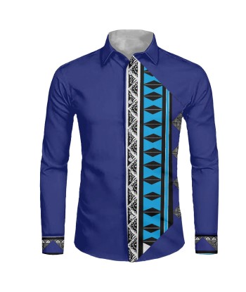 Chemise mata bleu imprimée tapa Livraison rapide