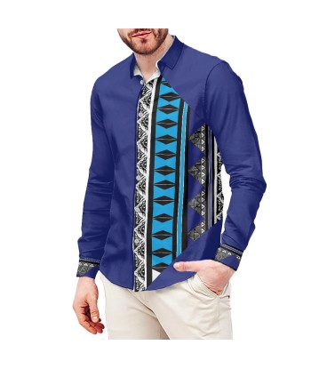 Chemise mata bleu imprimée tapa Livraison rapide