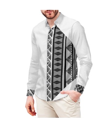 Chemise mata blanc/gris imprimée tapa s'inspire de l'anatomie humaine