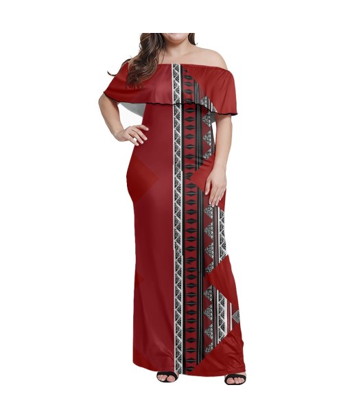 Robe épaule dénudé rouge bordeau En savoir plus