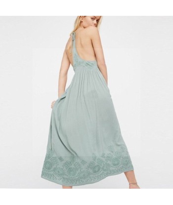 Robe boheme chic turquoise en linge