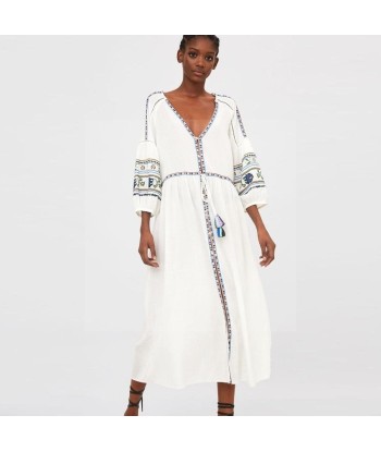 Robe blanche courte style boheme pas cher 