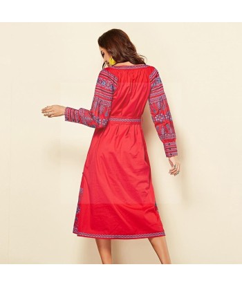 Robe longue boheme chic rouge solde